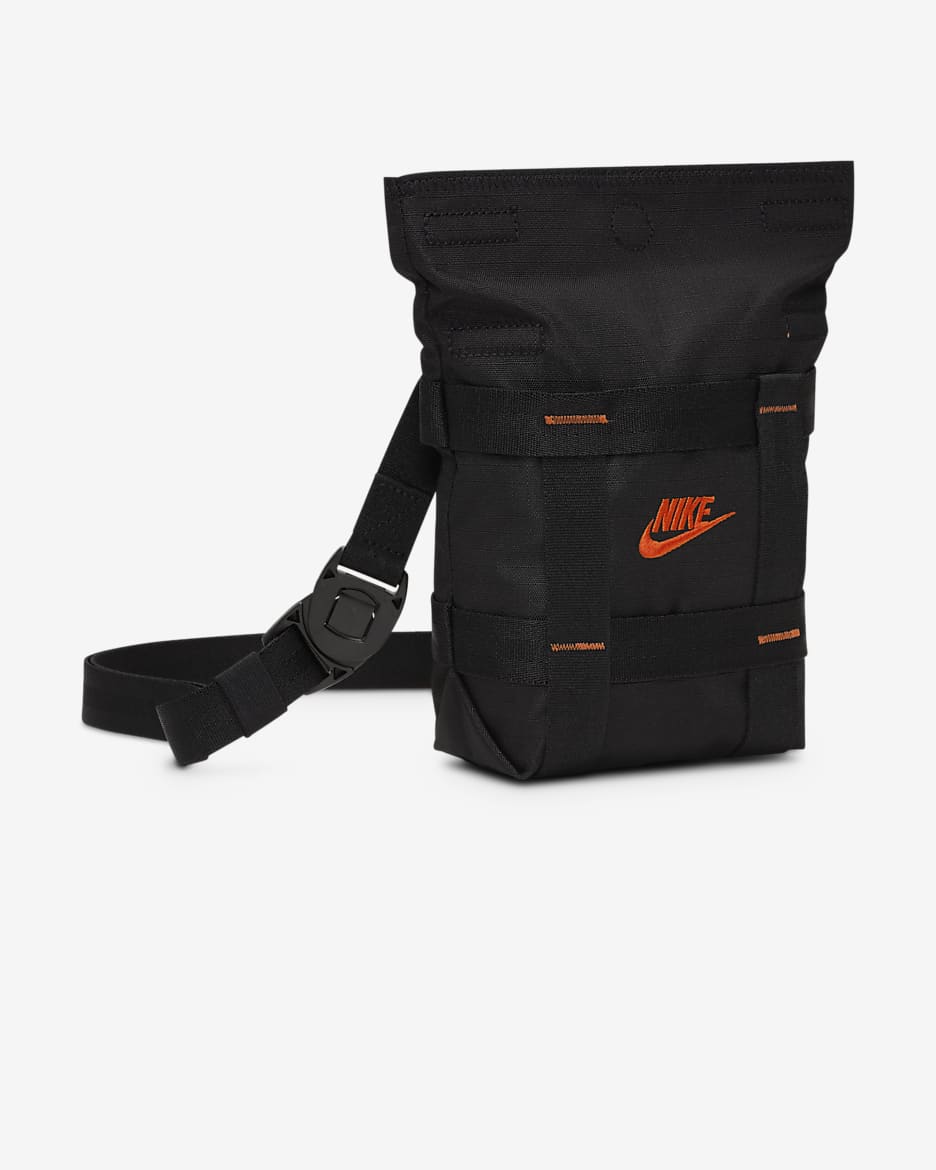 Nike black all over logo roll top backpack hotsell